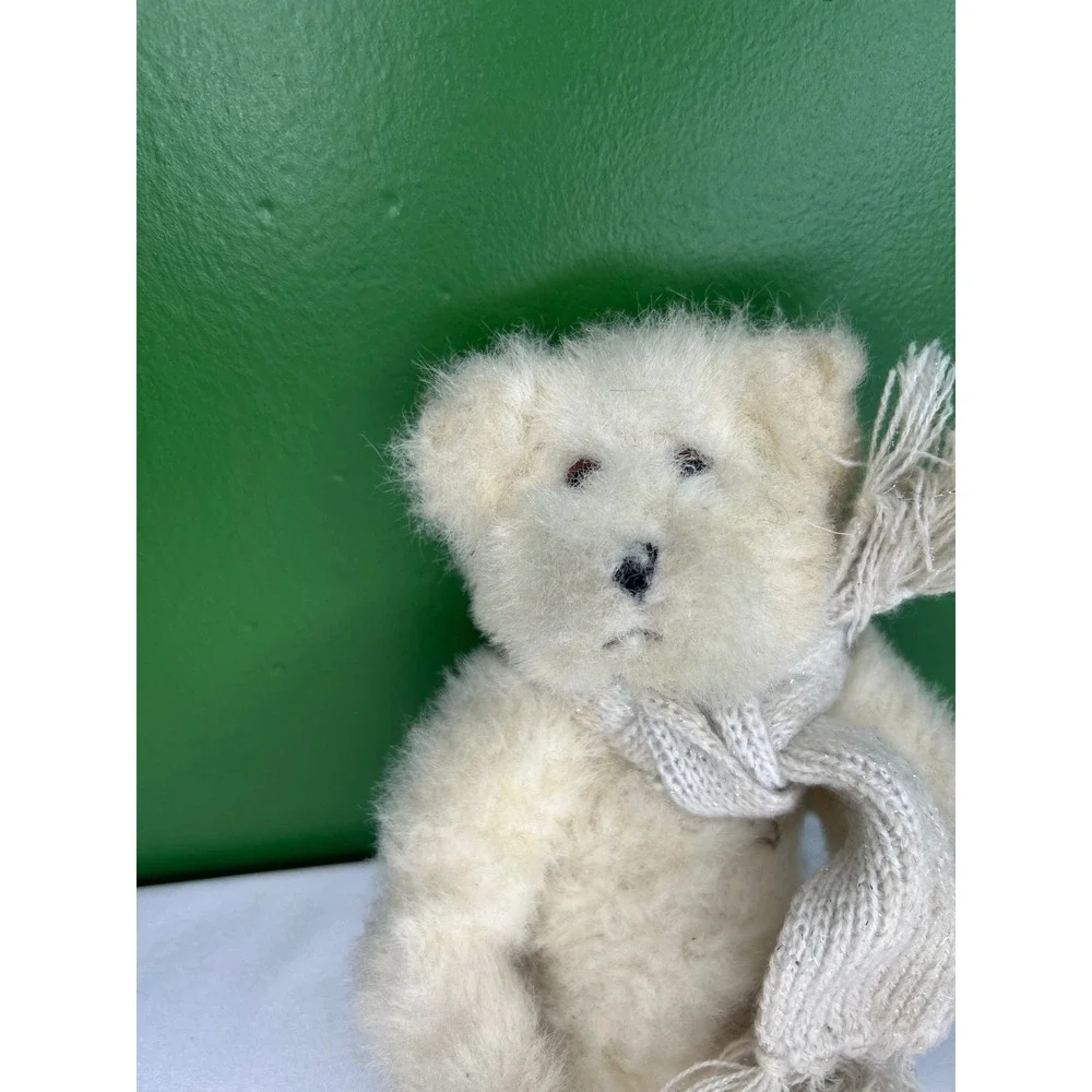 Vintage Hallmark Polar Bear Plush Ice Skater with Knit Scarf Cream White 8 Inch